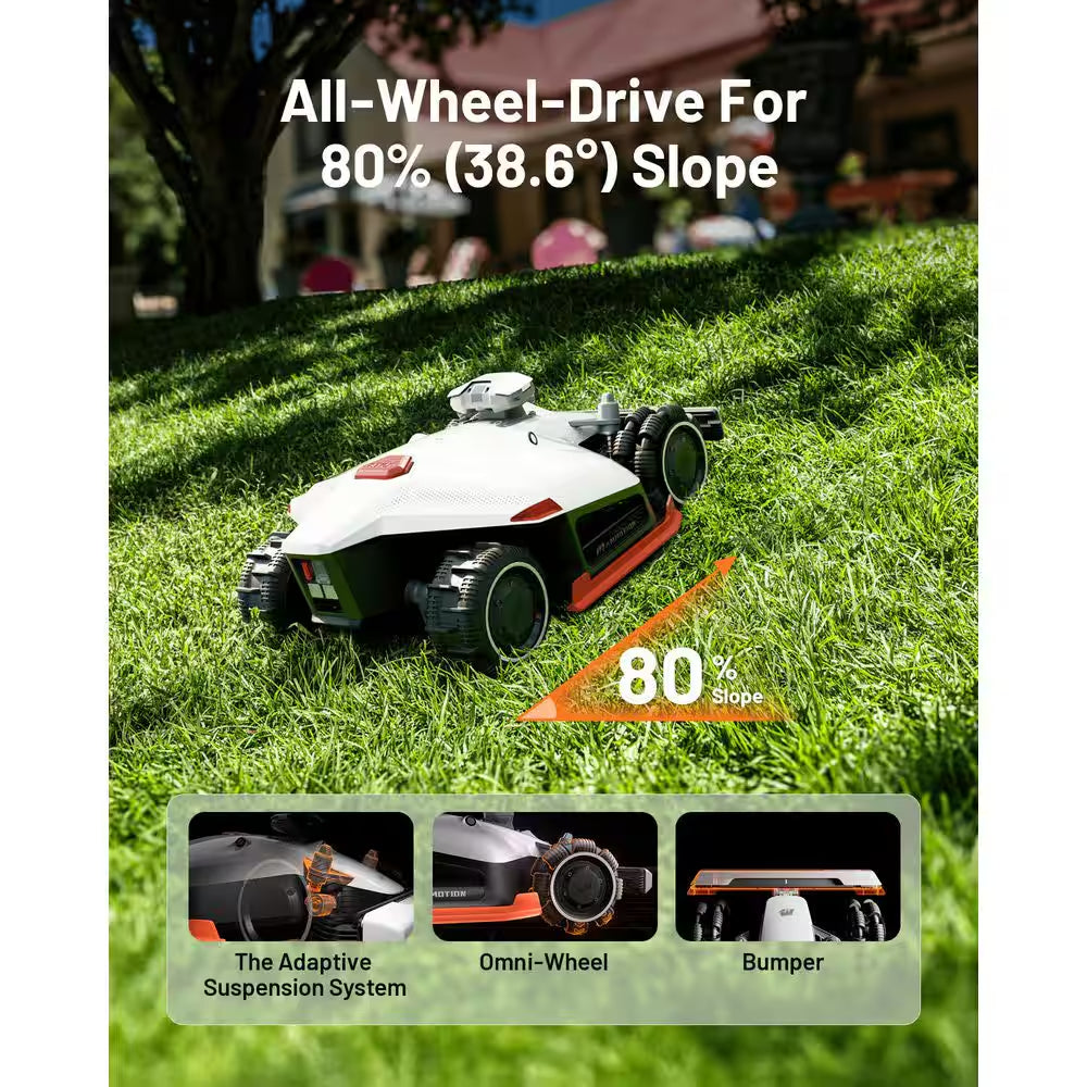 Luba 2 AWD 15.8 In. RTK Robot Lawn Mower (3/4 Acre), Adjustable Cutting Height (1 In. - 2.7 In.), All Terrain, AI Vision