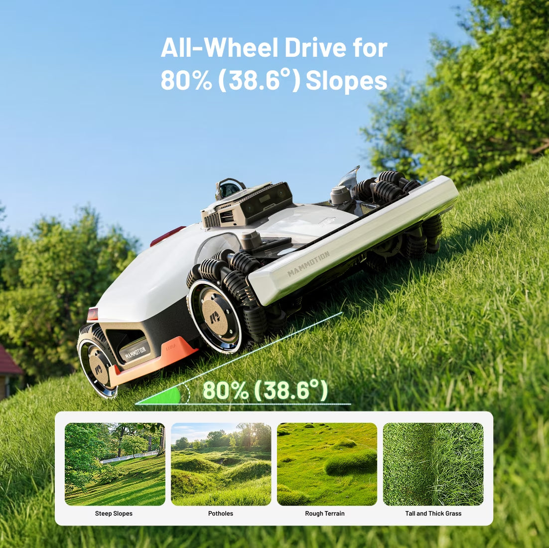 LUBA 3 AWD 1500H Robot Lawn Mower with Garage , 0.37Acres,360° Lidar+Dual-Cam AI Vision, 80% Slopes,2.2-4.0In Cut