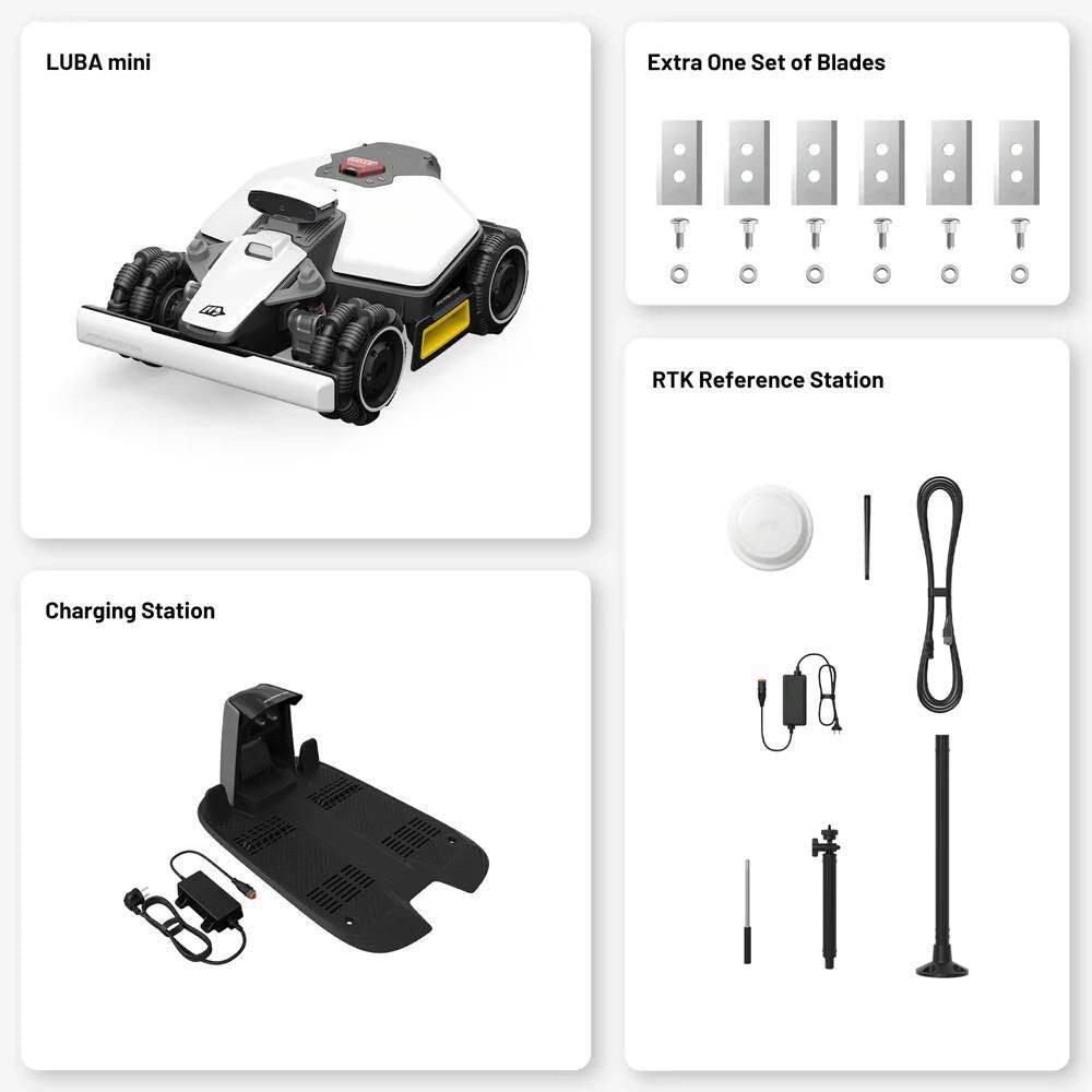 Luba Mini AWD 7.9 In. RTK Robot Lawn Mower (1/4 Acre) Adjustable Cutting Height (2.2 In. - 4 In.) All Terrain, AI Vision