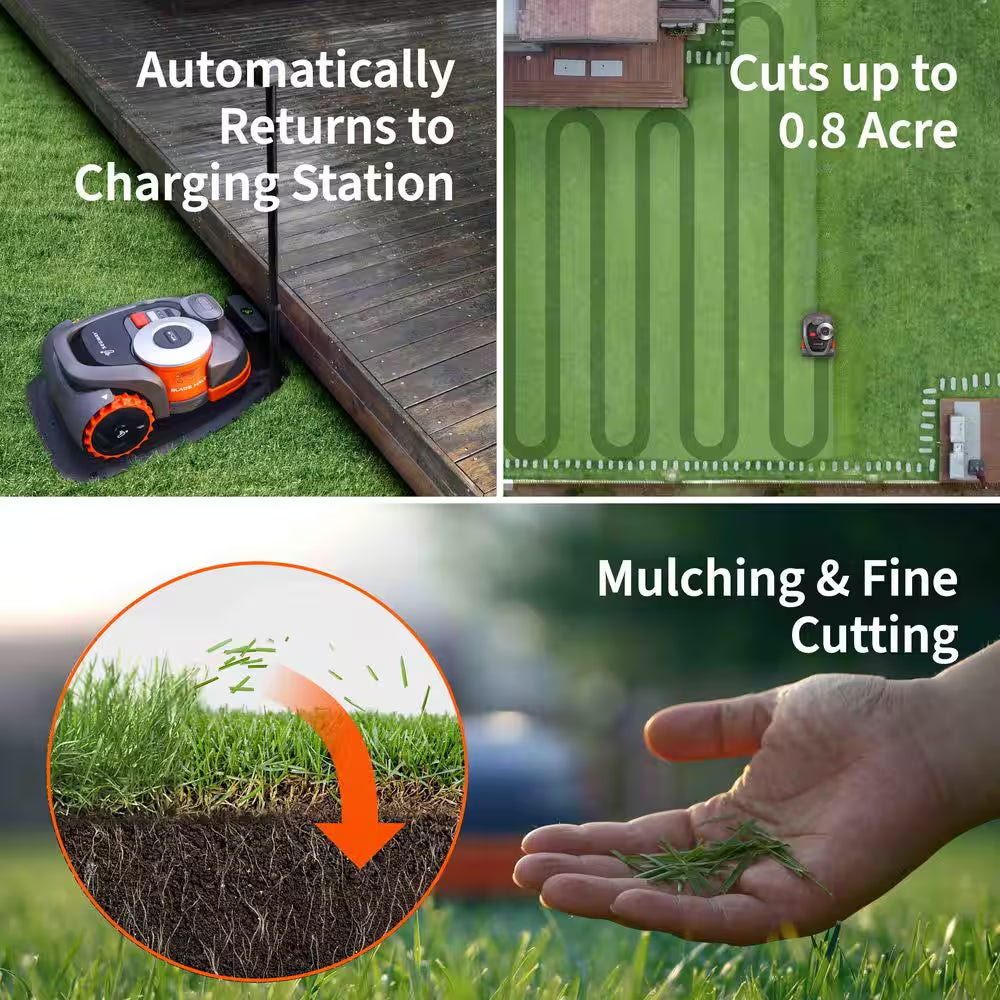 H3000N 8.3 In. Robot Lawn Mower (1/4-1/2 Acre) Rtk+Vision with Smart App Control, Rain Sensor and Obstacle Avoidance