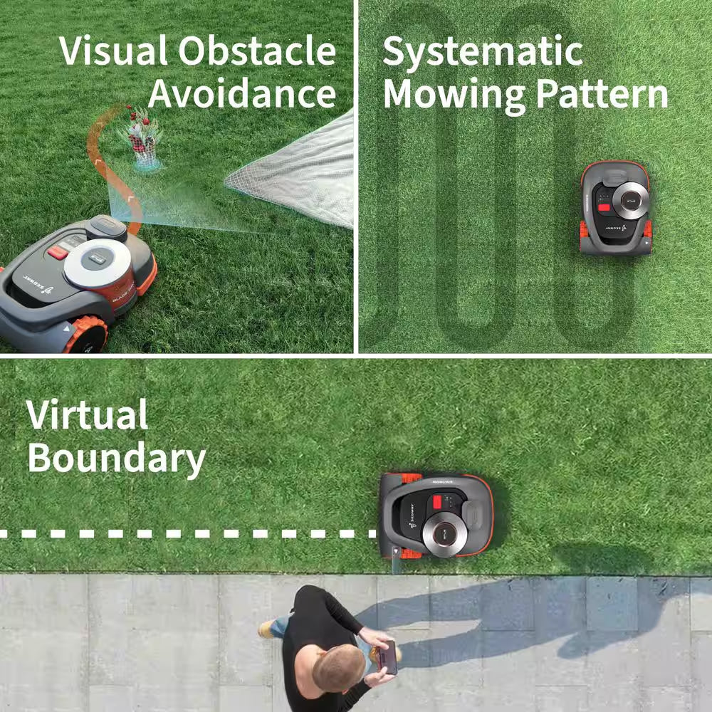 H3000N 8.3 In. Robot Lawn Mower (1/4-1/2 Acre) Rtk+Vision with Smart App Control, Rain Sensor and Obstacle Avoidance