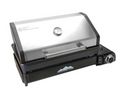 Portable folding gas grill and camp stove in stainless steel