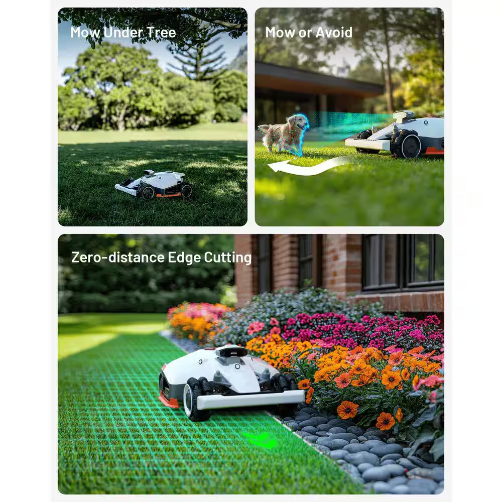 Mammotion Luba 2 AWD 3000X smart features including mow under trees, obstacle avoidance and edge cutting