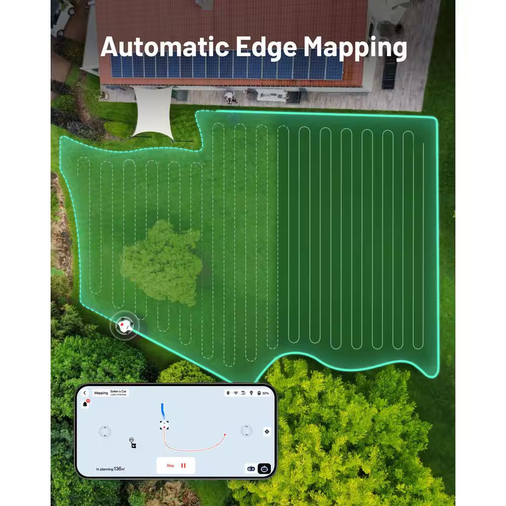 Mammotion Luba 2 AWD 3000X automatic edge mapping of a lawn boundary