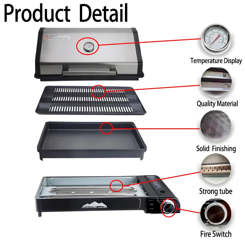Camping Multi Gas Grill Portable BBQ Stove Grill Folding Charcoal Outdoor Stainless Steel Grill Cooking Picnic Barbecue Tools