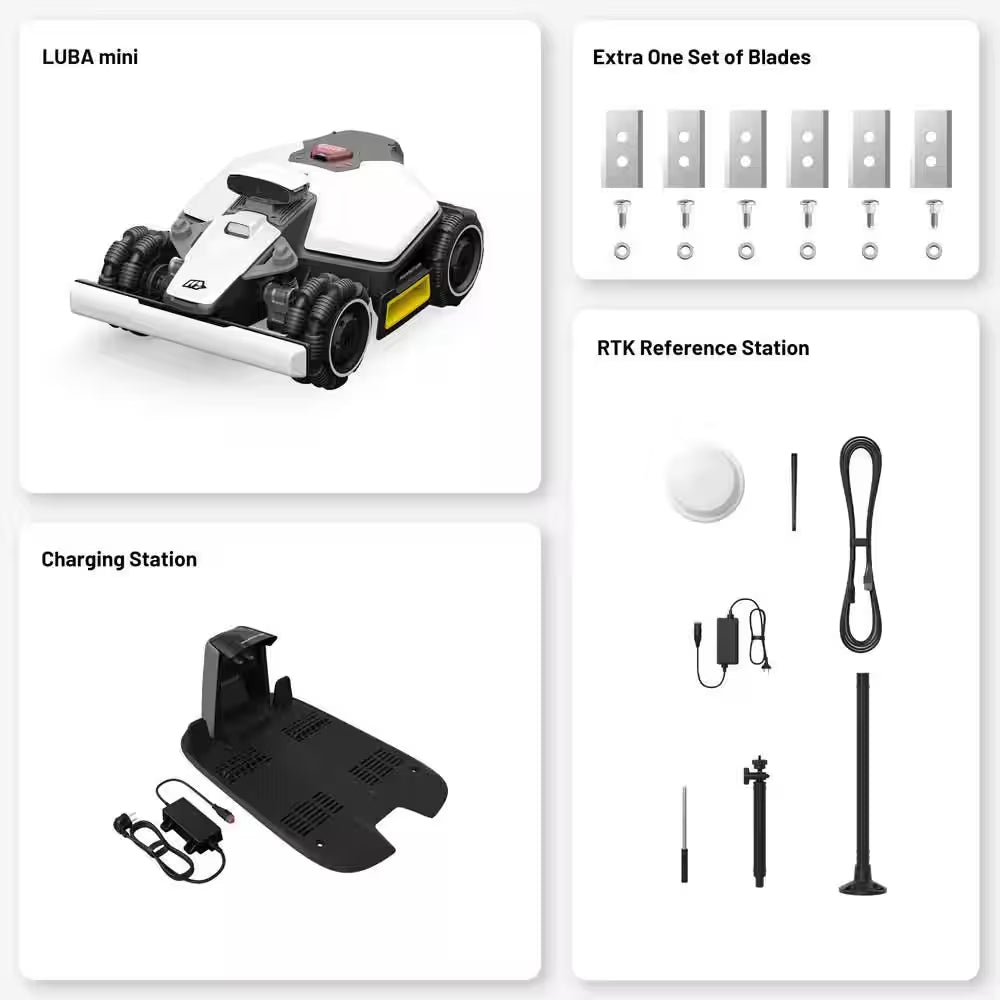 Luba Mini AWD 7.9 In. RTK Robot Lawn Mower (1/3 Acre) Adjustable Cutting Height (2.2 In. - 4 In.) All Terrain, AI Vision