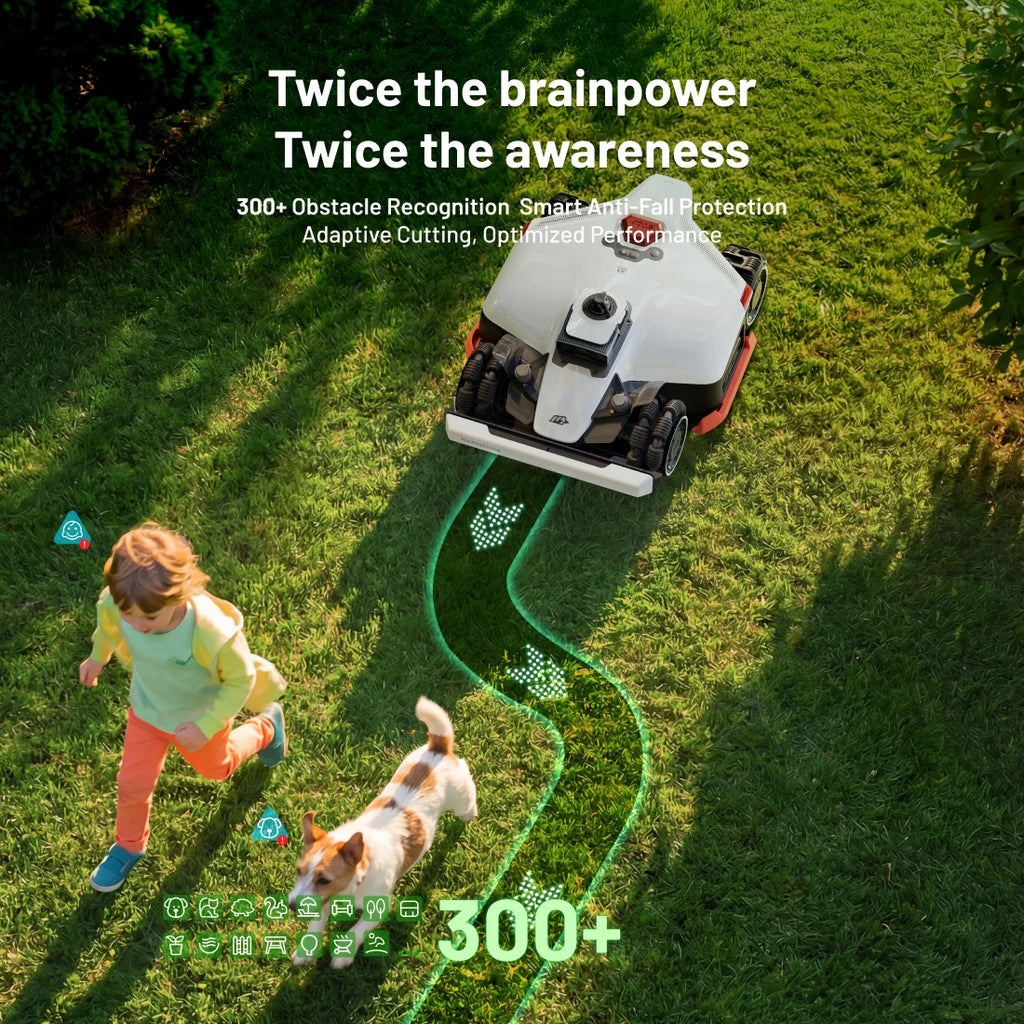 LUBA 3 AWD 1500H Robot Lawn Mower with Garage , 0.37Acres,360° Lidar+Dual-Cam AI Vision, 80% Slopes,2.2-4.0In Cut