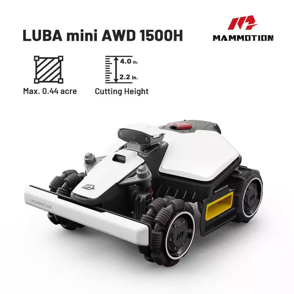 Luba Mini AWD 7.9 In. RTK Robot Lawn Mower (1/3 Acre) Adjustable Cutting Height (2.2 In. - 4 In.) All Terrain, AI Vision